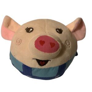 Cute Pig Plush Ball Storage Toy With Zip Pocket on Back 7"x5" Stuffed Animal